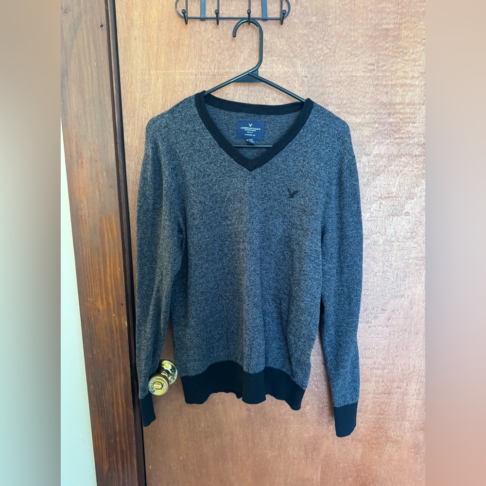 American Eagle Outfitters Charcoal V-Neck Sweater
